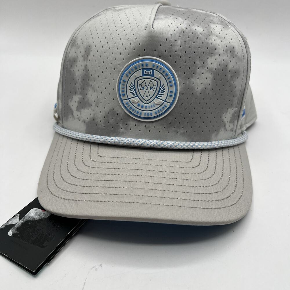 Melin Hydro Odysea Links Drive Mens Snapback Cap Hat Classic Grey Blue Camo NWT